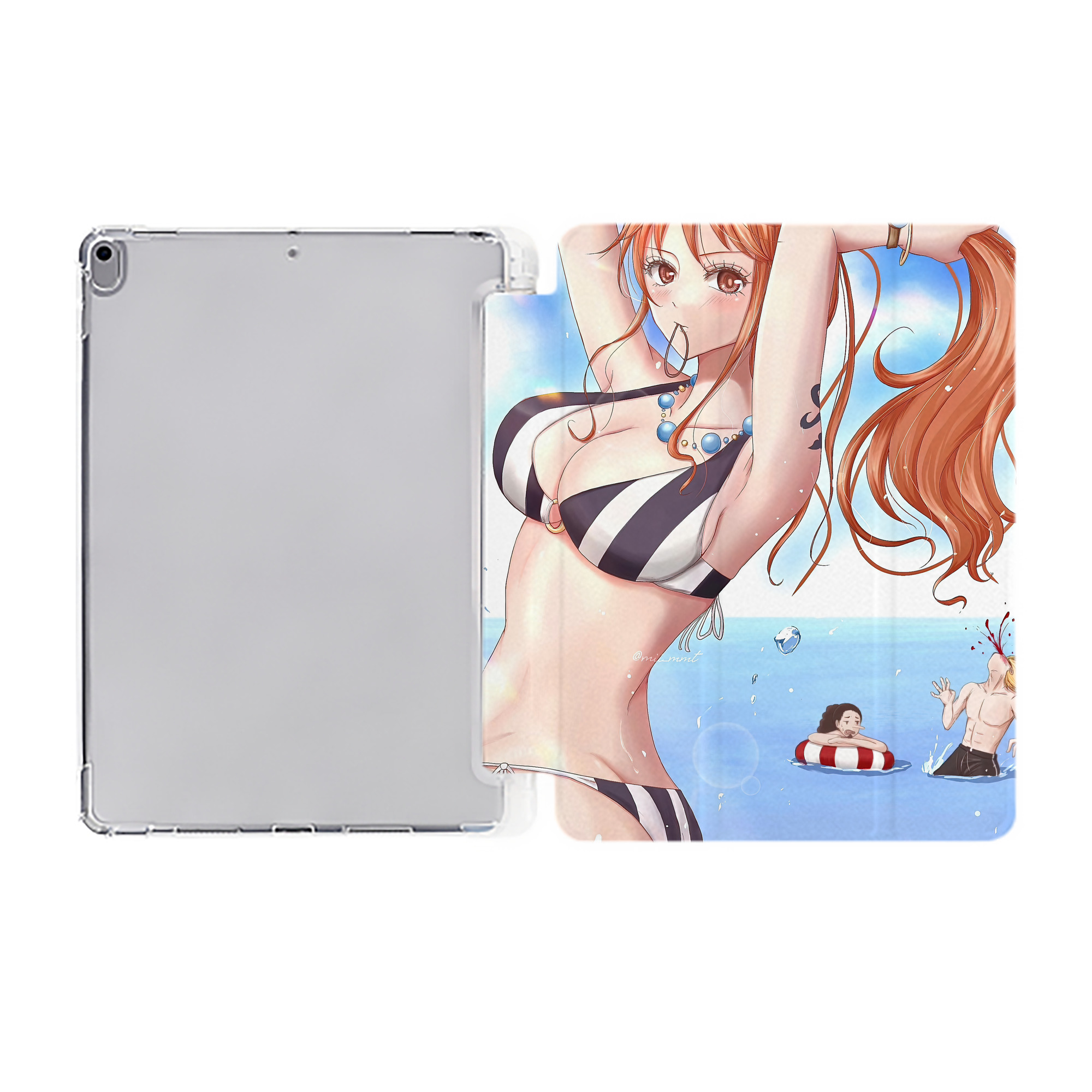 （画像用） ワンピース ONE PIECE IPad ケース ペン収納付き 三つ折りスタンド PUレザー×シリコン 対応機種9.5/10.5/10.9インチ